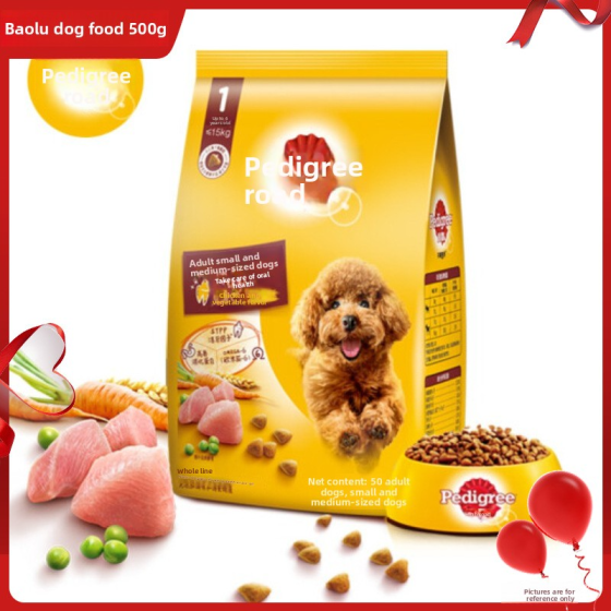 500g small bag of adult dog food, specially designed for small and medium-sized dogs aged 1-6 years, specially formulated, portable bag